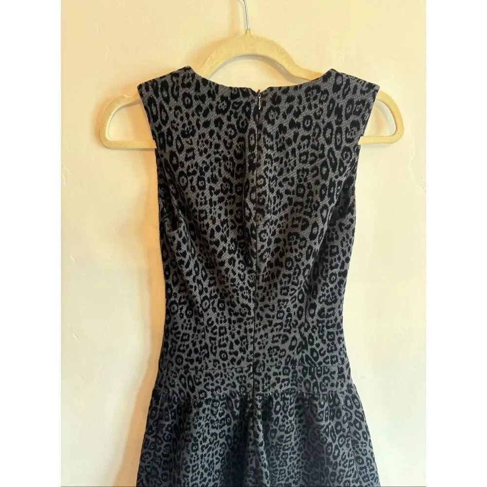 Thakoon Addition Leopard Print Drop Waist Dress Size 2 Charcoal Black Embossed